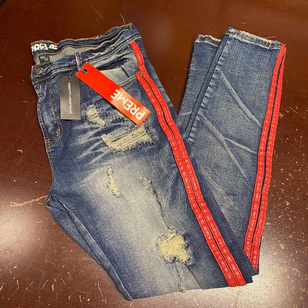 Preme 5 Pocket Design Mid Wash Classic Denim Straight Jeans Size 40/34 34/33